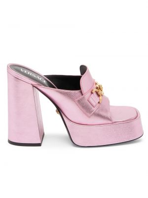 Кожаные сандалии на платформе Versace розовые