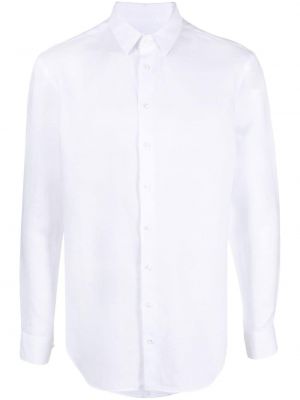 Lanena srajca z gumbi Giorgio Armani bela