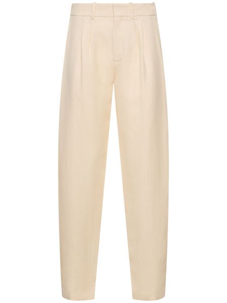 Jedwabne lniane spodnie plisowane Ralph Lauren Collection