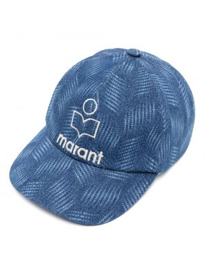 Памучна шапка с козирки бродирана Isabel Marant синьо