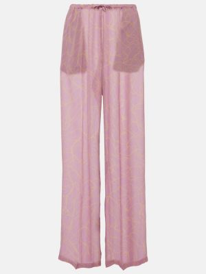 Παντελόνι με σχέδιο σε φαρδιά γραμμή Dries Van Noten ροζ