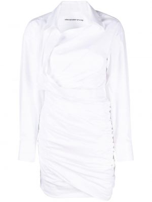 Asymetrické bavlněné košilové šaty Alexander Wang bílé
