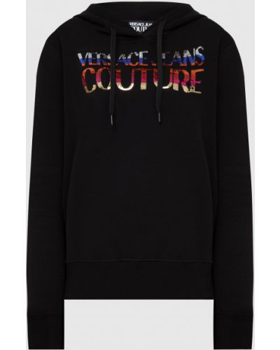 Джинсове худі з логотипом Versace Jeans Couture, чорне