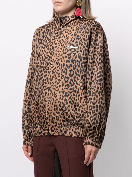 Leopardí bunda s potiskem Pushbutton hnědá