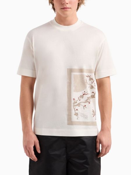 Jersey geblümte t-shirt Emporio Armani weiß