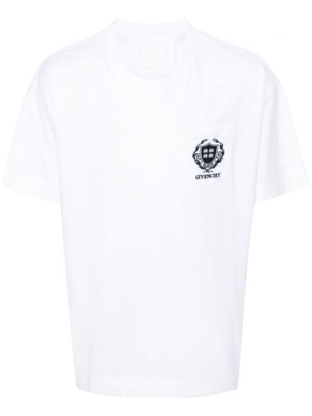 Памучна тениска бродирана Givenchy бяло