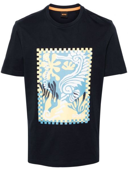 T-shirt aus baumwoll mit print Boss blau