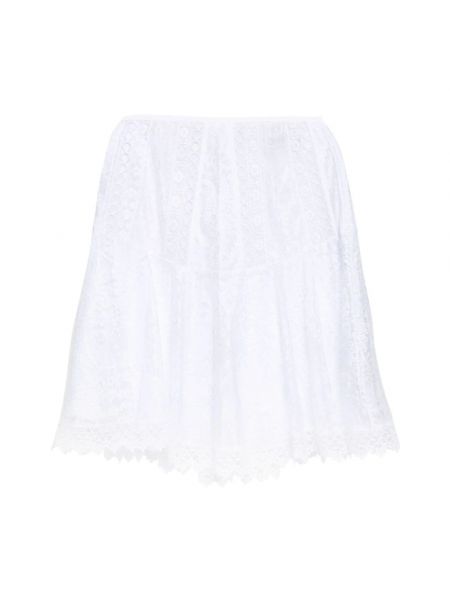 Haftowana mini spódniczka w kwiatki koronkowa Charo Ruiz Ibiza biała