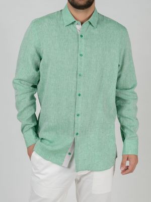 Льняная рубашка Stefano Bellini зеленая