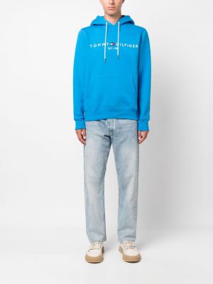 Kapučdžemperis ar izšuvumiem ar kabatām Tommy Hilfiger zils