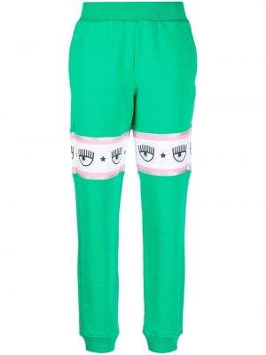 Памучни спортни панталони с принт Chiara Ferragni зелено