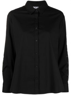 Pruhovaná košeľa s výšivkou Dkny čierna