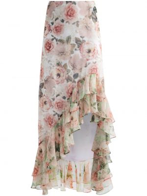 Květinové sukně s vysokým pasem na zip Alice + Olivia - béžová