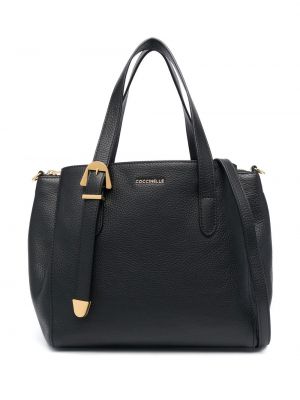Δερμάτινη τσάντα shopper με σχέδιο Coccinelle μαύρο