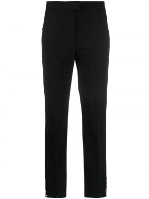 Krajkové pruhované vlněné kalhoty Maison Close černé