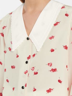 Svilena bluza s potiskom Miu Miu bela