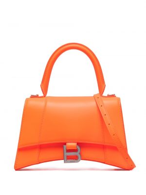 Kožená shopper kabelka Balenciaga oranžová