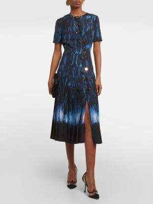 Плиссированное платье миди с принтом Altuzarra синее