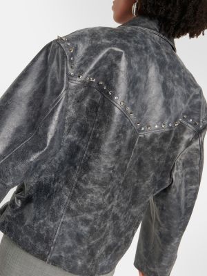 Obnosená kožená bunda Alessandra Rich čierna