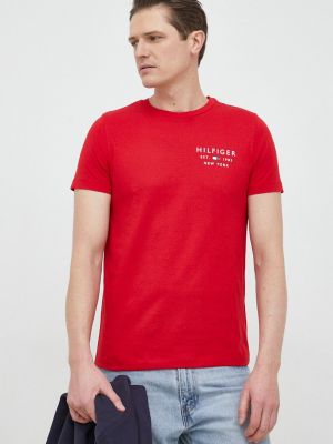 Тениска с дълъг ръкав с принт Tommy Hilfiger червено