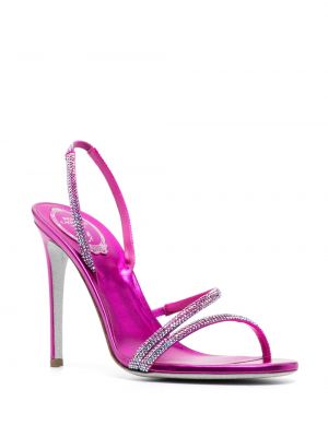 Satin sandale mit kristallen Rene Caovilla pink