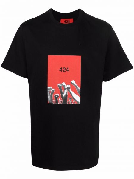 Тениска с принт 424 черно