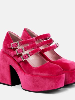 Pantofi cu toc de catifea cu platformă Nodaleto roz