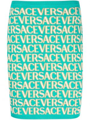 Jupe en tricot à imprimé Versace bleu