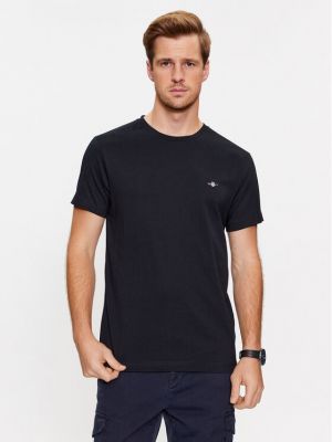 Slim fit tričko Gant černé