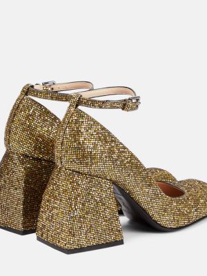 Pantofi cu toc de cristal Nodaleto auriu