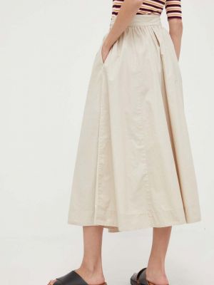 Bavlněné midi sukně Sisley béžové
