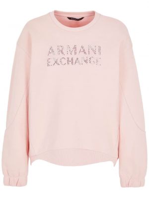 Pamut melegítő felső Armani Exchange rózsaszín