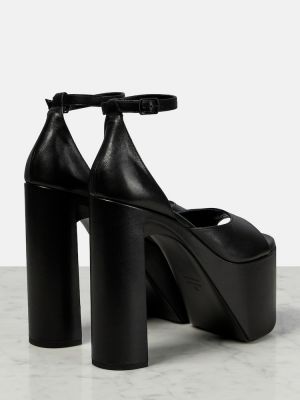 Usnjene sandali s platformo Balenciaga črna