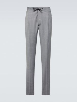 Pantalones rectos de lana Lardini gris