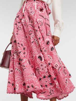 Bavlněné hedvábné dlouhá sukně s paisley potiskem Etro červené