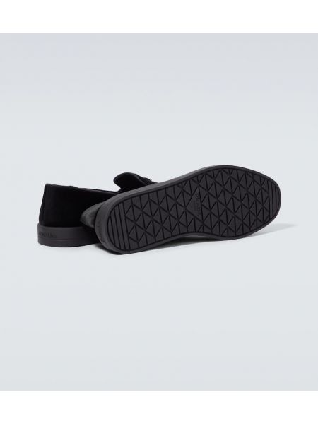 Zamatové loafersy Prada čierna