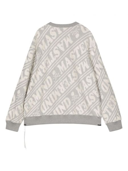 Žakarda kokvilnas džemperis Mastermind Japan pelēks