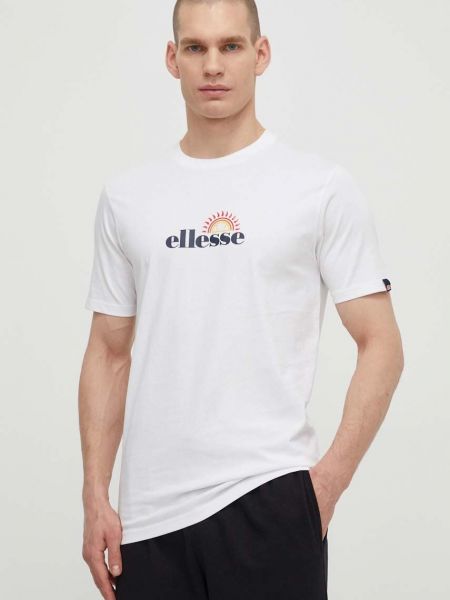 Koszulka bawełniana z nadrukiem Ellesse biała