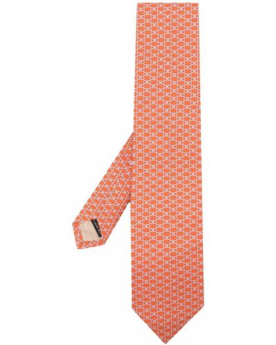 Corbata de seda con estampado Salvatore Ferragamo naranja