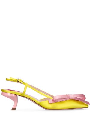 Сатенени полуотворени обувки с панделка Roger Vivier жълто