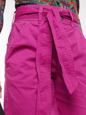 Βαμβακερό παντελόνι cargo Veronica Beard ροζ
