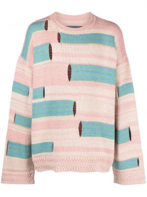 Пуловер на райета Namesake розово