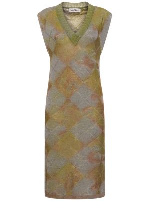 Midi šaty s perlami bez rukávov Vivienne Westwood zelená