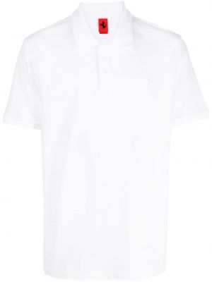 Пухена поло тениска с копчета с копчета на яката Ferrari бяло
