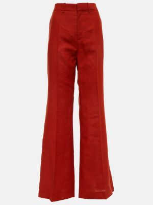 Pantaloni dritti a vita alta di lino Chloã© rosso