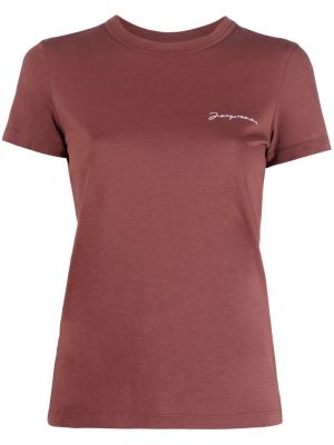 T-shirt ricamato Jacquemus marrone