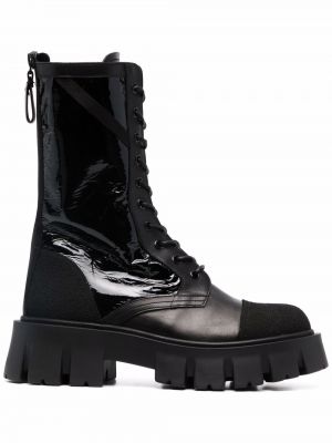 Krajkové kožené šněrovací kotníkové boty Premiata černé