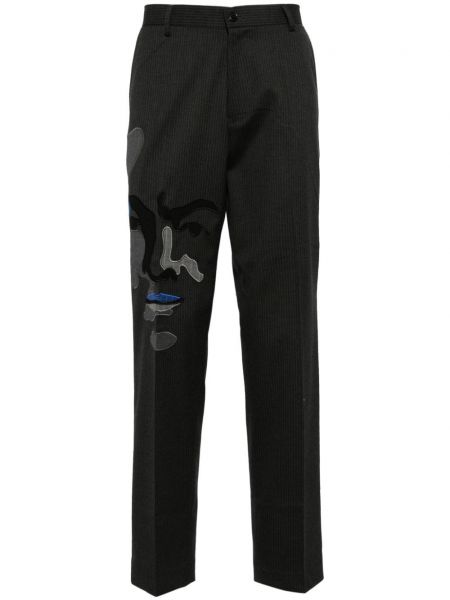 Rovné kalhoty s výšivkou Kidsuper šedé