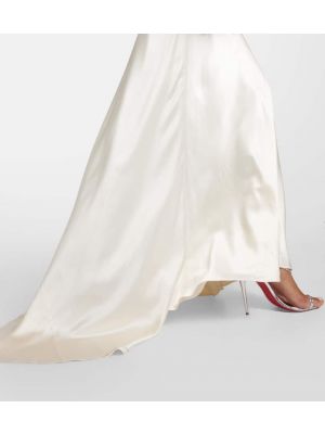 Hedvábné saténové dlouhé šaty Roland Mouret bílé