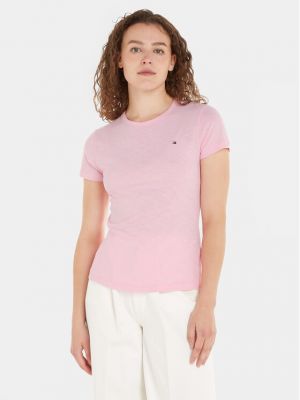 Majica slim fit Tommy Hilfiger ružičasta
